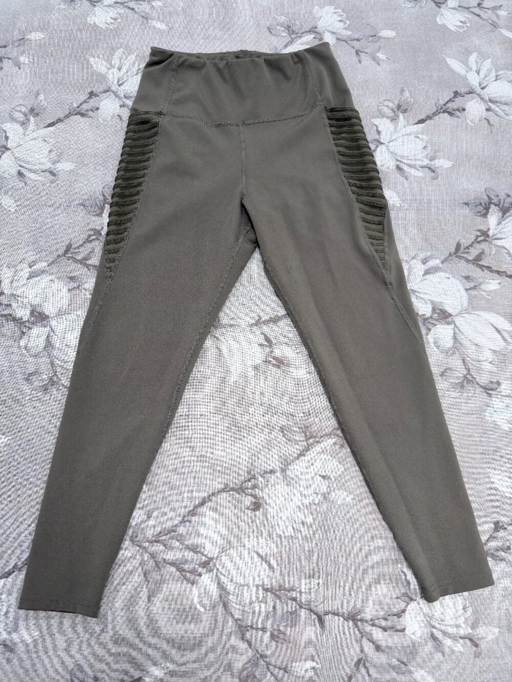 BSP Body Sport Performance Olive Green Mesh Panel Workout Leggings M